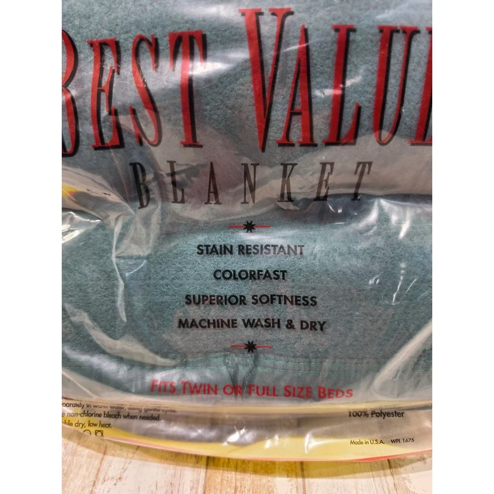Best‎ Value Blanket Forest Green Fits Twin or Full Size Bed Made in USA NOS